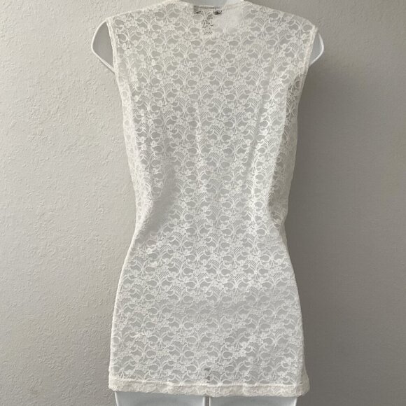 Y2K DEB FLORAL LACE DRESS TOP SLEEVELESS - Picture 4 of 7